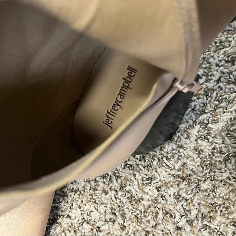 Jeffrey Campbell Dauphin Over The Knee Tan Boots Square Toe Platform Heel 8.5 - Picture 12 of 13